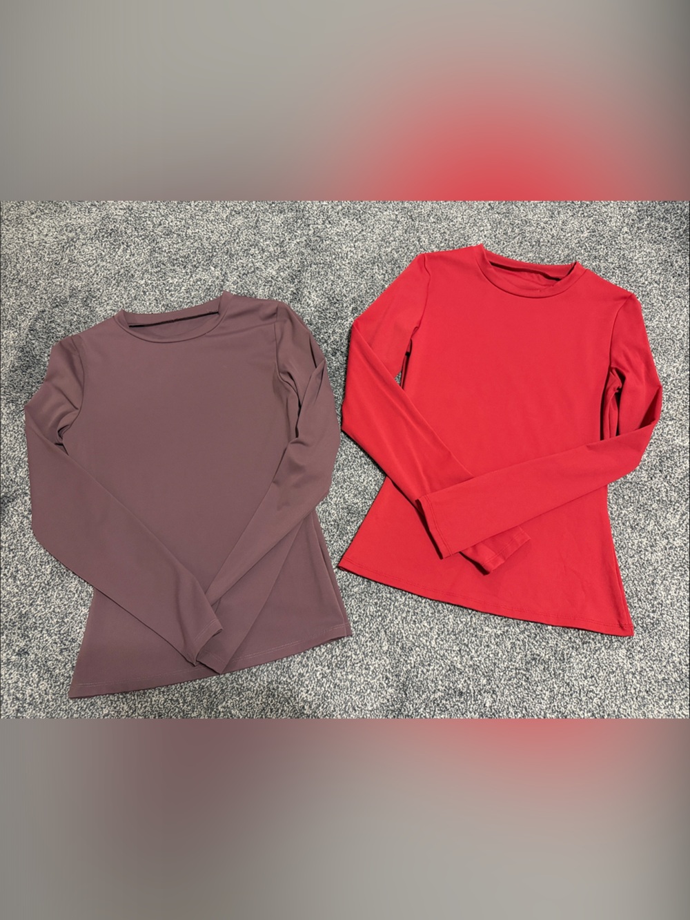 2 Pack Long Sleeve Crewneck Top Duo - Mauve and Red